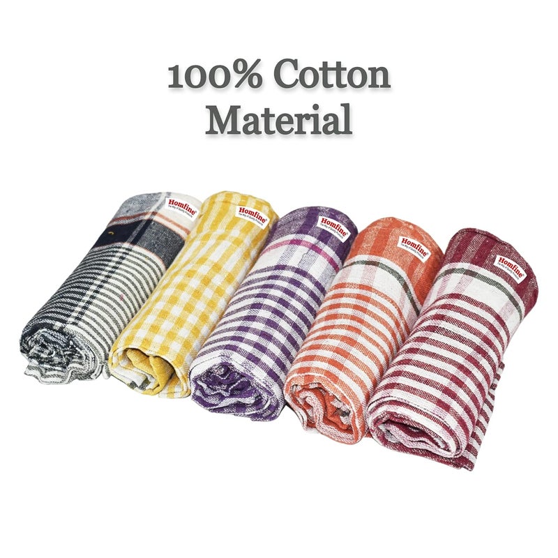 Homfine مجموعة هومفاين 5 قطع من قماش القطن للمطبخ/مناديل/فوط للروتي-تشاباتي، التنظيف، ومسح الغبار في المطبخ (متعدد الألوان، 5 قطع) الحجم - 18x18 بوصة - Image 3