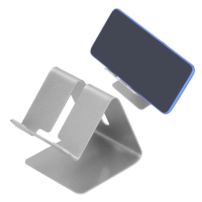 Foldable Aluminum Phone Stand Portable Desktop Holder For Mobile Phones Tablets Silver - Image 2
