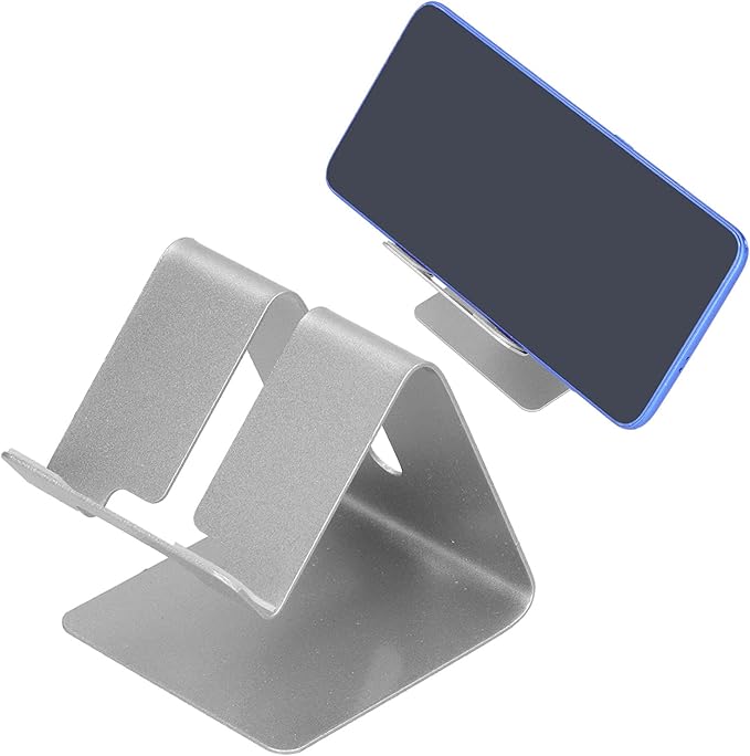 Foldable Aluminum Phone Stand Portable Desktop Holder For Mobile Phones Tablets Silver - Image 1