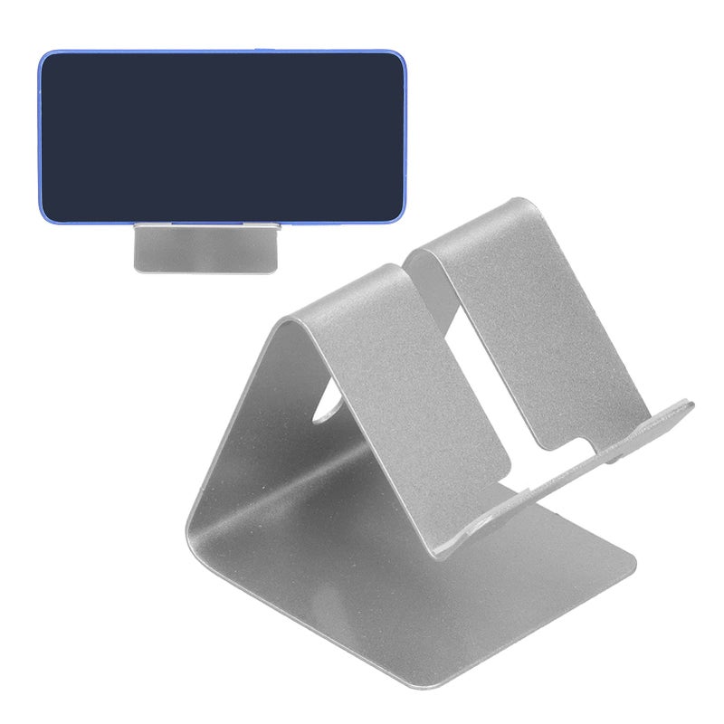 Foldable Aluminum Phone Stand Portable Desktop Holder For Mobile Phones Tablets Silver - Image 3