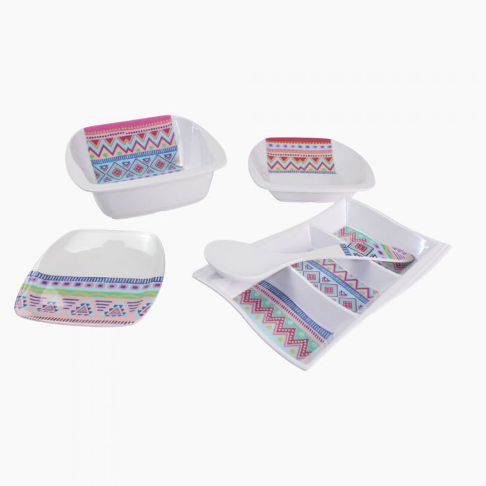 Zinnia Kilim 38-Piece Square Melamine Set - Image 1