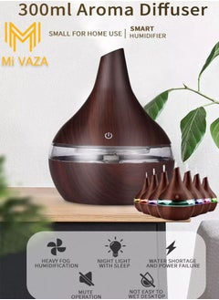 Mi VAZA LED Light Humidifier Electric Aroma Air Diffuser Wood Ultrasonic Air Humidifier 300ML  - Image 1