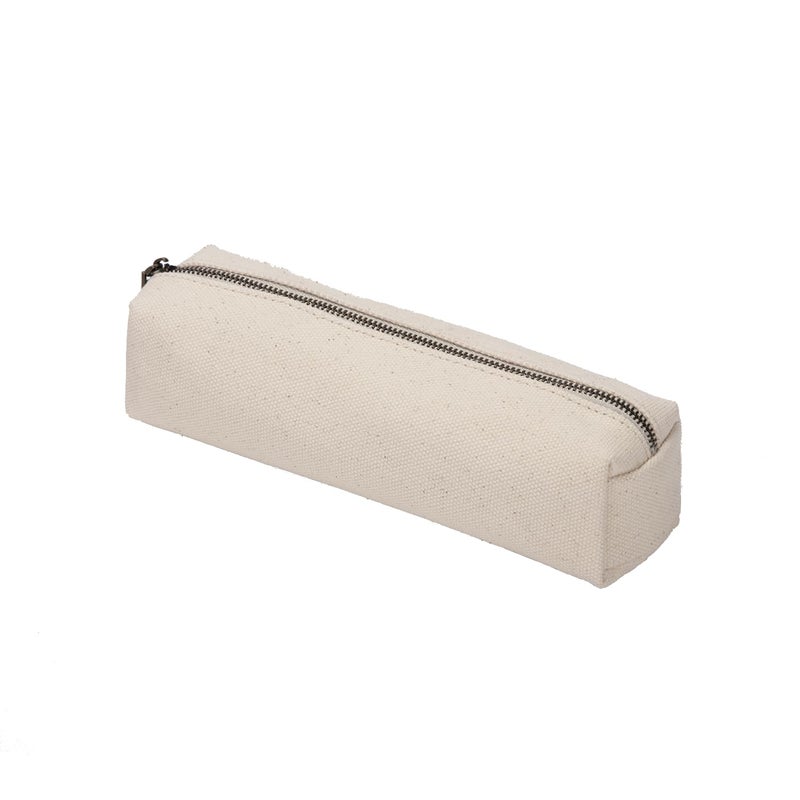 YONBEN Canvas Pencil Case Stationery Bag Pencil Case Storage Cosmetic Bag Beige S - Image 2