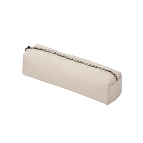 YONBEN Canvas Pencil Case Stationery Bag Pencil Case Storage Cosmetic Bag Beige S - Image 1