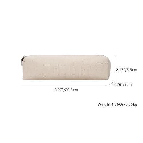 YONBEN Canvas Pencil Case Stationery Bag Pencil Case Storage Cosmetic Bag Beige S - Image 3