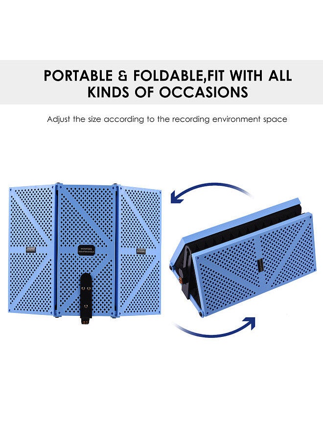Generic - 3-door professional studio recording microphone isolation shield folding pop filter microphone wind screen with high density eva foam sound absorbing recording equipment - Image 1