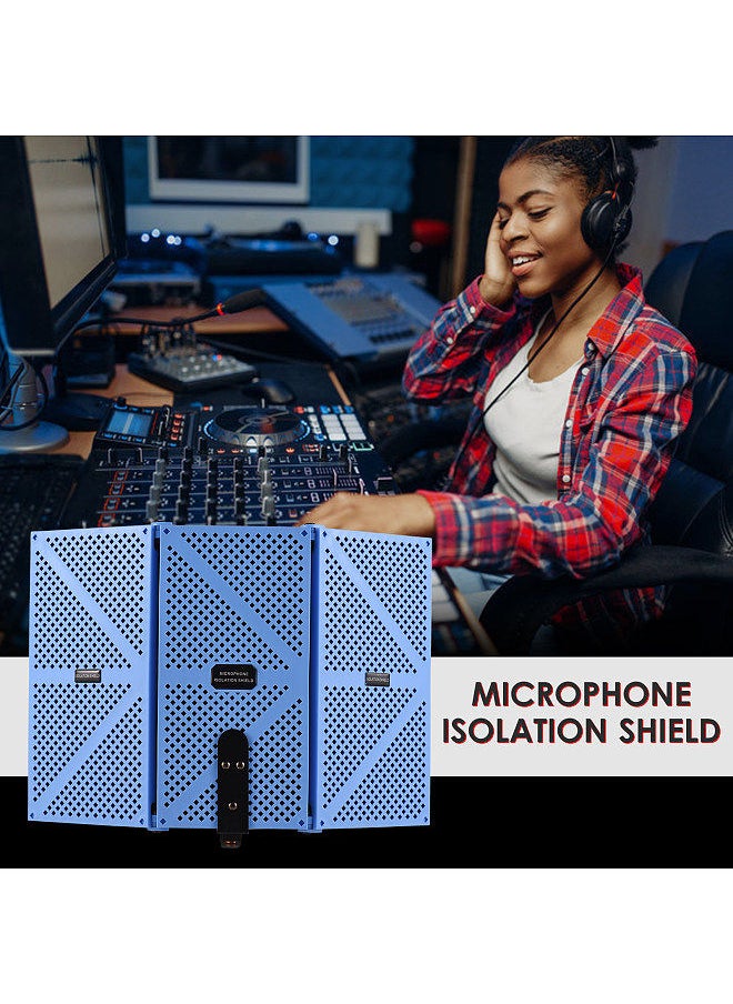 Generic - 3-door professional studio recording microphone isolation shield folding pop filter microphone wind screen with high density eva foam sound absorbing recording equipment - Image 1