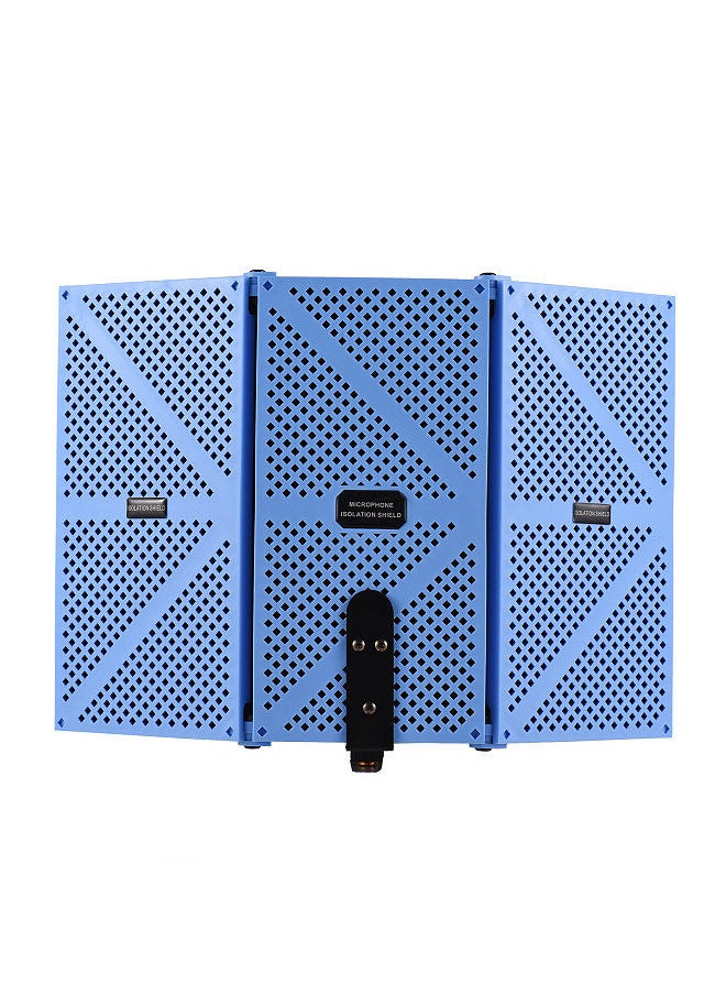 Generic - 3-door professional studio recording microphone isolation shield folding pop filter microphone wind screen with high density eva foam sound absorbing recording equipment - Image 1