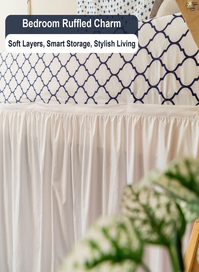 Cottington Lane تنورة سرير غرفة النوم الجامعية Cottington Lane مع تجاعيد، حجم توين XL، انخفاض 36 بوصة، جودة فندقية، ميكروفايبر مصقول 1800، أبيض - Image 2
