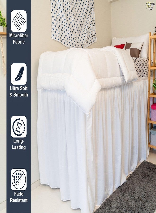 Cottington Lane تنورة سرير غرفة النوم الجامعية Cottington Lane مع تجاعيد، حجم توين XL، انخفاض 36 بوصة، جودة فندقية، ميكروفايبر مصقول 1800، أبيض - Image 3