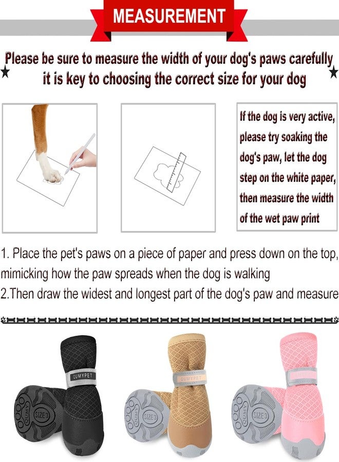 QUMY 4PCS Dog Shoes for Small Dogs, Hot Pavement Summer Puppy Dog Boots & Paw Protectors with Soft Anti-Slip Rubber Sole, Mesh Breathable Dog Booties for Hardfloors, Walking Running Pink Size 1 - Image 2