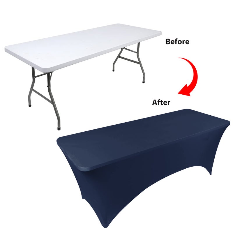BDDC Table Covers for 6 Foot Tables, Navy Blue Washable and Wrinkle Resistant Stretch Tablecloths Rectangle 6ft for Events, Wedding, Banquets, Parties - Image 3