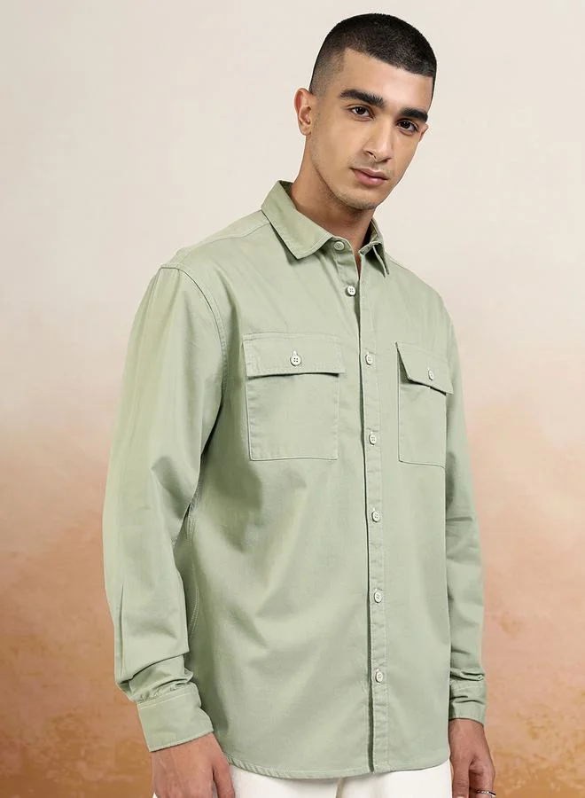 HIGHLANDER HIGHLANDER Relaxed Fit Collared Shirt with Pockets