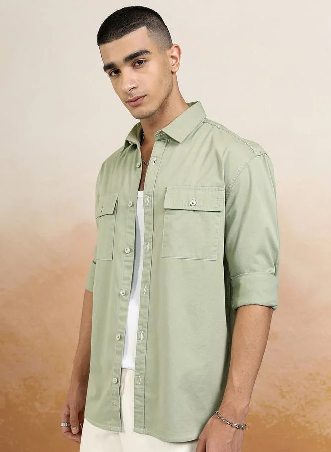 HIGHLANDER HIGHLANDER Relaxed Fit Collared Shirt with Pockets