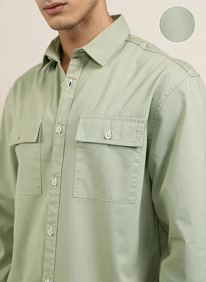 HIGHLANDER HIGHLANDER Relaxed Fit Collared Shirt with Pockets