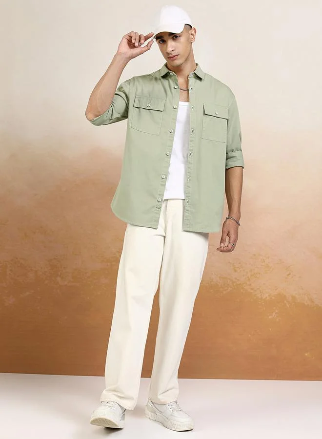 HIGHLANDER HIGHLANDER Relaxed Fit Collared Shirt with Pockets