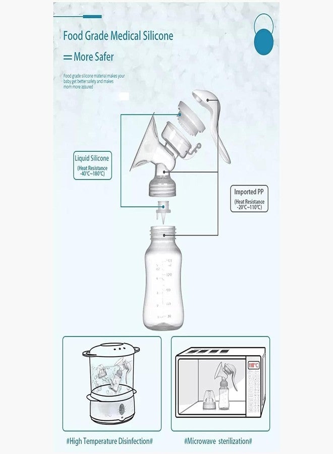 AENTIK Breast Pump Manual - BPA-Free Shield, Easy Grip Handle, Handheld Suction Pump, Gentle Milk Expression, Portable Milk Extractor for Nursing Mothers (White) - Image 4