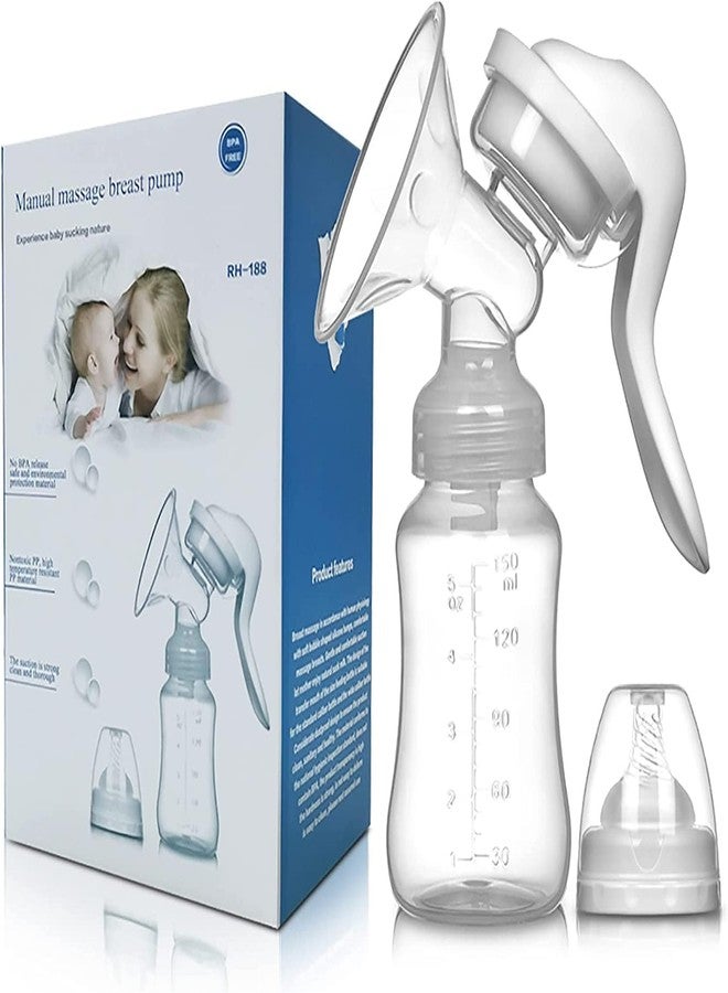 AENTIK Breast Pump Manual - BPA-Free Shield, Easy Grip Handle, Handheld Suction Pump, Gentle Milk Expression, Portable Milk Extractor for Nursing Mothers (White) - Image 1