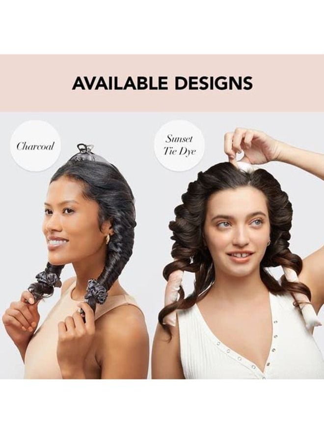 Kitsch - Satin Heatless Curling Set - Hair Rollers for Heatless Curls, Heatless Hair Curlers & Hot Rollers (SunsetTieDye) - Image 1