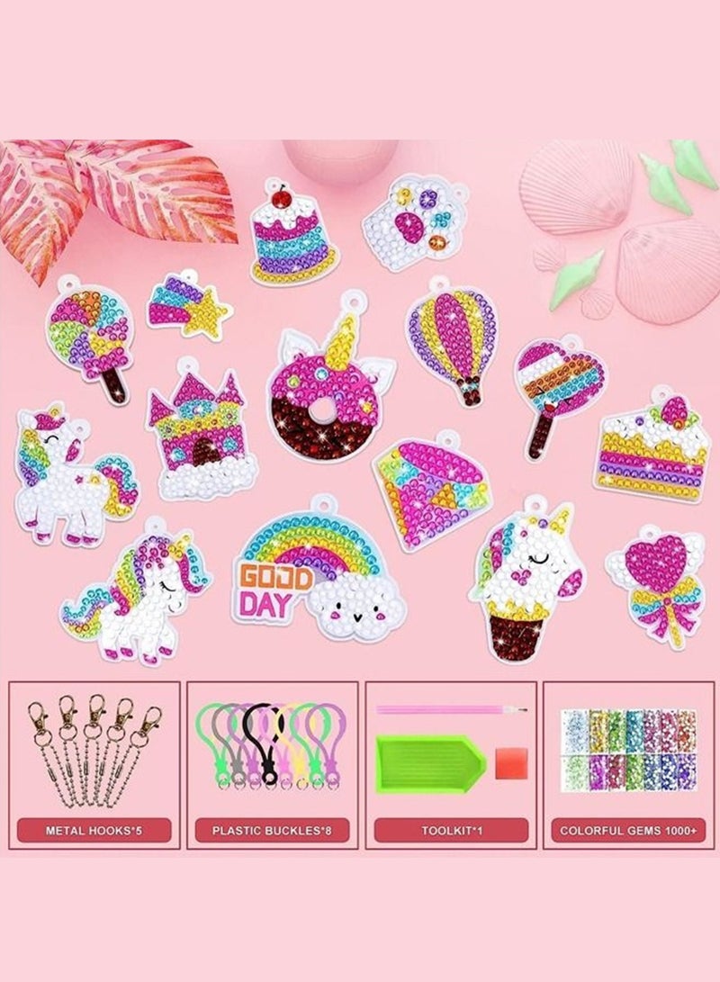Diamond Painting Kit For Kids with Keychains, Crafts for Girls Ages 6-12, Diamond Art for Kids, Diamond Dot Gem Art Kits for Kids, Kids Arts and Crafts for Kid Ages 6-12, Unicorn Painting Kit  - Image 5