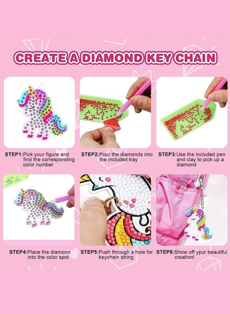 Diamond Painting Kit For Kids with Keychains, Crafts for Girls Ages 6-12, Diamond Art for Kids, Diamond Dot Gem Art Kits for Kids, Kids Arts and Crafts for Kid Ages 6-12, Unicorn Painting Kit  - Image 2