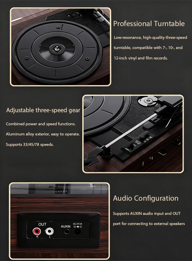 Berma Baby Retro vinyl record, record player, built-in speakers, Bluetooth wireless playback, automatic headphone shut-off, multimedia entertainment center and home decoration - Image 2