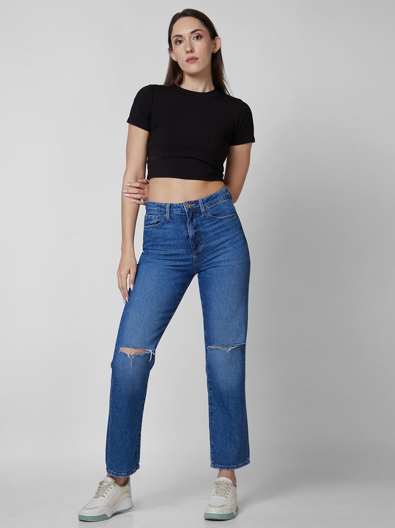 Spykar High Rise Straight Fit Blue Jeans for Women (Size: 36)-WDBEL1BD083 - Image 2