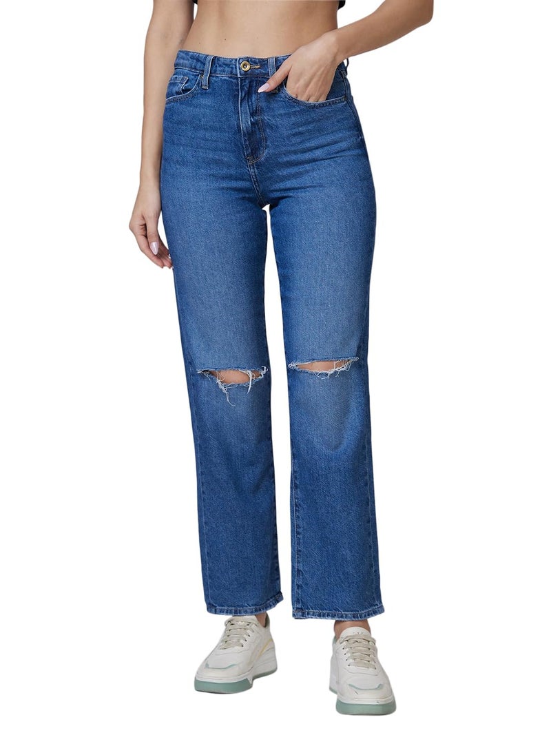 Spykar High Rise Straight Fit Blue Jeans for Women (Size: 36)-WDBEL1BD083 - Image 1