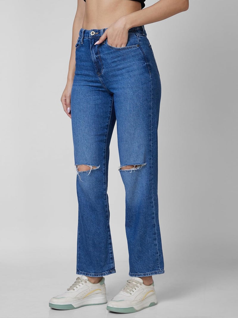 Spykar High Rise Straight Fit Blue Jeans for Women (Size: 36)-WDBEL1BD083 - Image 4
