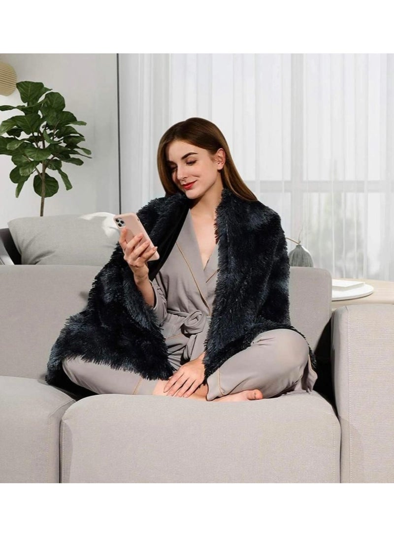 Comfy بطانية/غطاء فخمة ناعمة ورقيقة كلاسيكية من الفرو الأسود 1 - Image 1