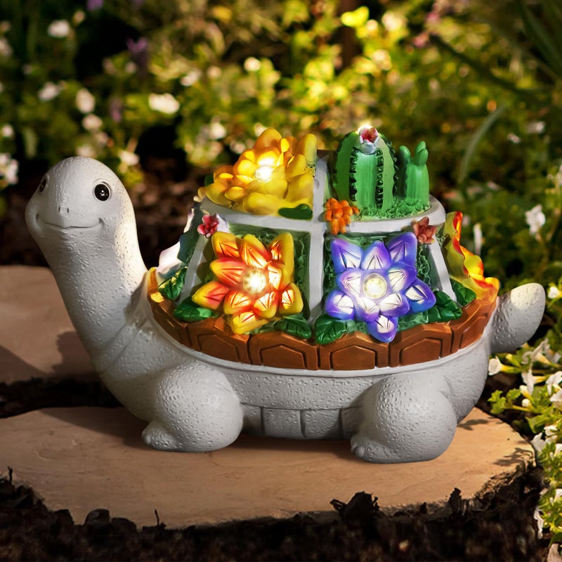 LESES Turtle Garden Decor for Outside Solar Statue Outdoor Clearance Cute Turtle Solar Statues with LED Lights Lawn Ornaments Decorations for Patio Yard Housewarming