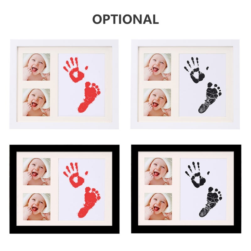 Wood Frame Kit 5x7: Hand-Finished Decorative Design - Dual Ink Pad (Red, Black) for Baby Handprint Pet Paw Print Keepsake, New Parents Baby Shower Gift Home Decor - Image 2