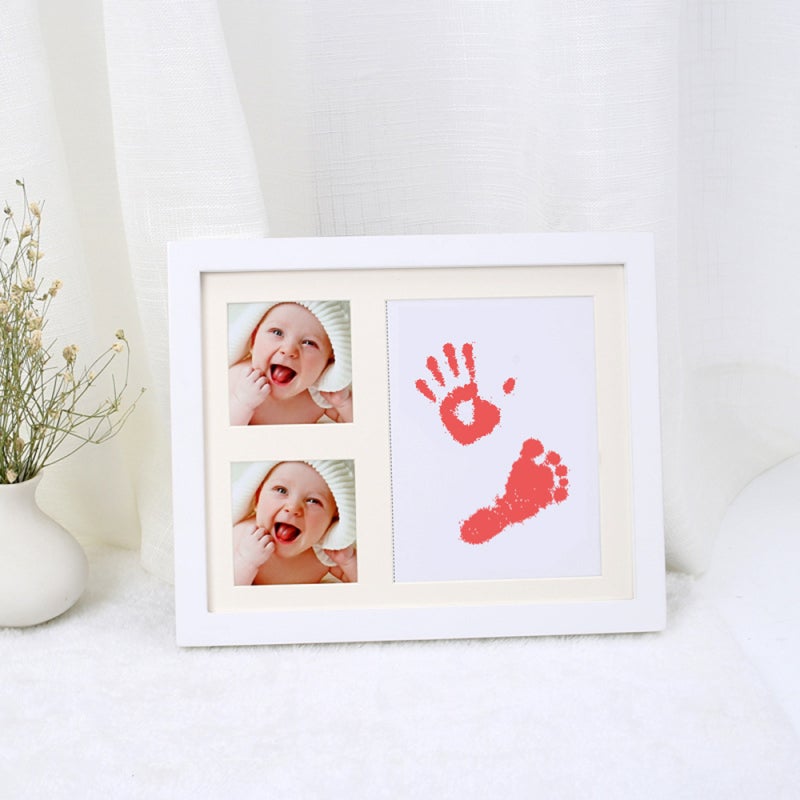 Wood Frame Kit 5x7: Hand-Finished Decorative Design - Dual Ink Pad (Red, Black) for Baby Handprint Pet Paw Print Keepsake, New Parents Baby Shower Gift Home Decor - Image 5