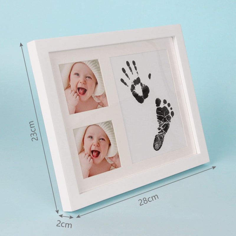 Wood Frame Kit 5x7: Hand-Finished Decorative Design - Dual Ink Pad (Red, Black) for Baby Handprint Pet Paw Print Keepsake, New Parents Baby Shower Gift Home Decor - Image 3