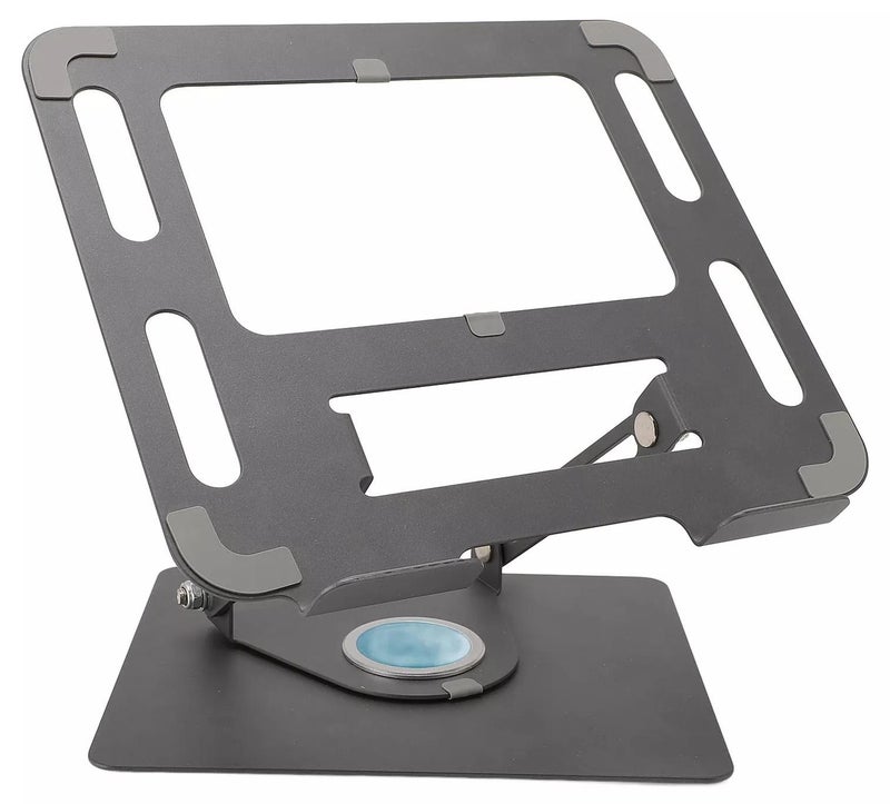 حامل هاتف لوحي وكمبيوتر محمول قابل للطي 360 درجة، زاوية وارتفاع قابلان للتعديل، قاعدة غير قابلة للانزلاق، يمكن استخدامه أيضًا كرف قراءة معدني - رمادي - Image 1