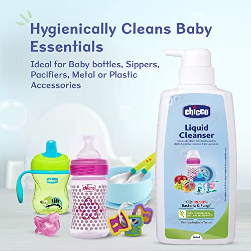 Chicco Liquid Cleanser 200ml I 100% Food Grade & Natural Ingredients I Kills 99.99% germs I Effective cleaning of baby Bottles, Nipples, Accessories and Toys I Baby safe & Dermatologically Tested - Image 2