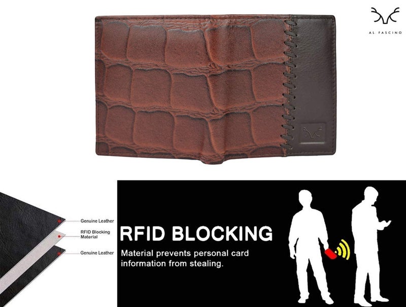 AL FASCINO Wallet for Men Stylish Purse for Men RFID Wallet Purse for Men Genuine Leather Wallet Mens, Wallets for Men (Towny Brown) - Image 5