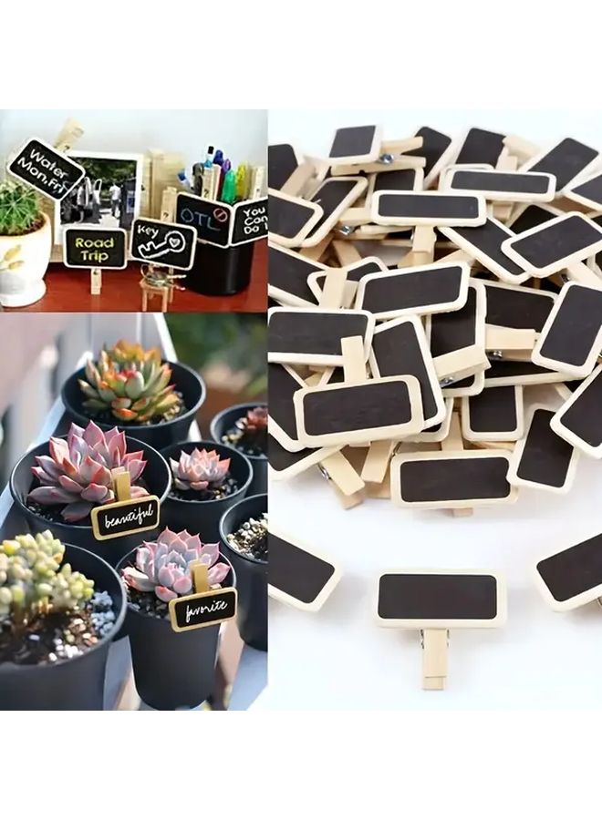 25 قطعة من حوامل بطاقات الأسعار الخشبية المصغرة باللون الأسود للعرض في المتاجر - Image 3