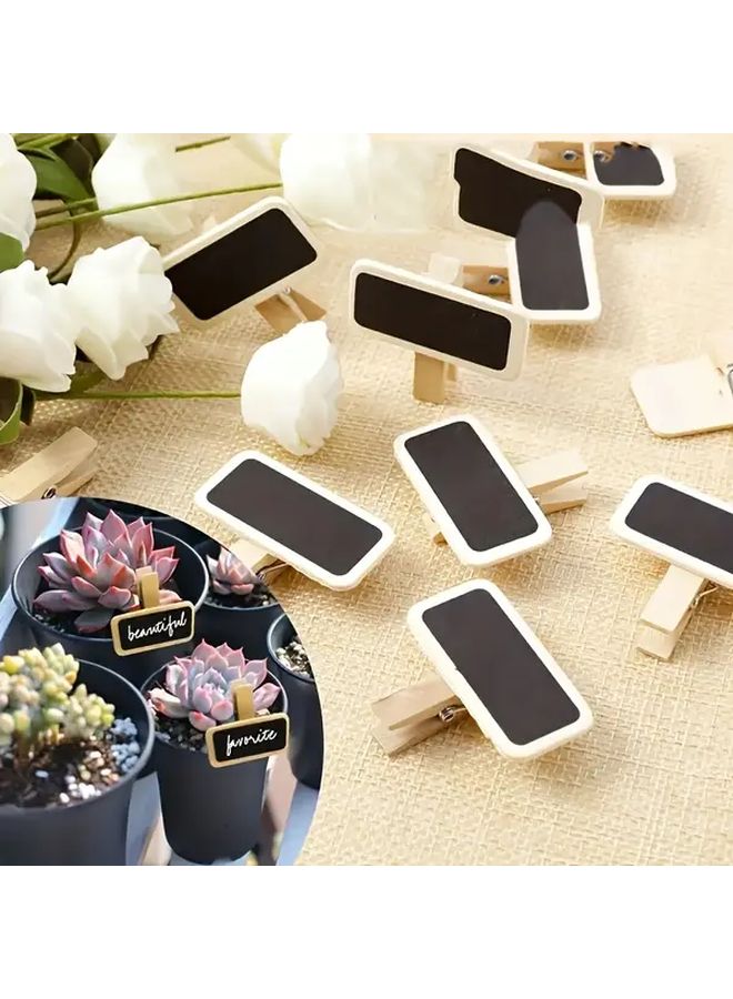 25 قطعة من حوامل بطاقات الأسعار الخشبية المصغرة باللون الأسود للعرض في المتاجر - Image 2