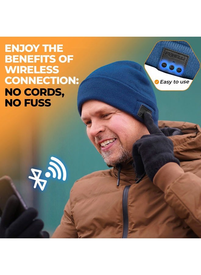 Foxelli Bluetooth Beanie Hat with Headphones Perfect Tech Gift for Men & Women  - Image 3