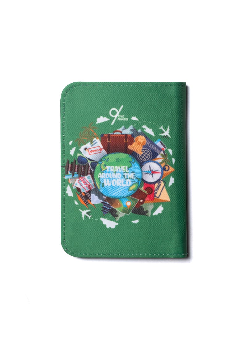 The Nines Passport Cover “Travel Around The World” Green - Image 1