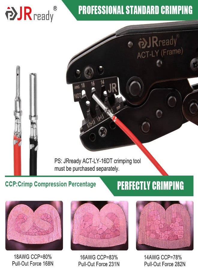 JRready Deutsch DT Connector Terminal Kit Size 16,Male Pins 1060-16-0122 / Female Sockets 1062-16-0122 Open Barrel Style Contacts for Wire Gauge 14-18AWG,ST6255-100 Stamped & Formed Contacts - Image 4