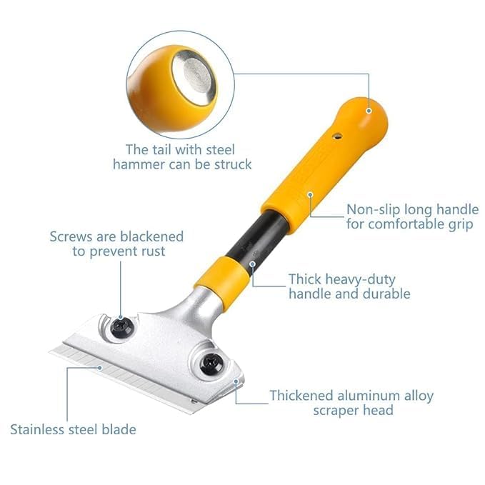 Vroxy 12 inch Razor Scrapper Tool to Remove Floor Tile Grout Stains Heavy Duty Floor Wall Tiles Scraper for Removing Glue Stickers and Wallpaper Cleaning Scraper 1Pcs - Image 4