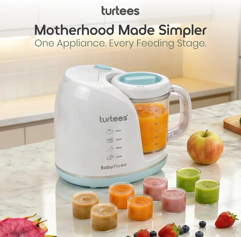 turtees Baby Food Maker 4-in-1 – Steam, Blend, Chop & Defrost Baby Food Processor One-Touch Operation BPA-Free Homemade Baby Puree Maker for Infants & Toddlers - Image 4