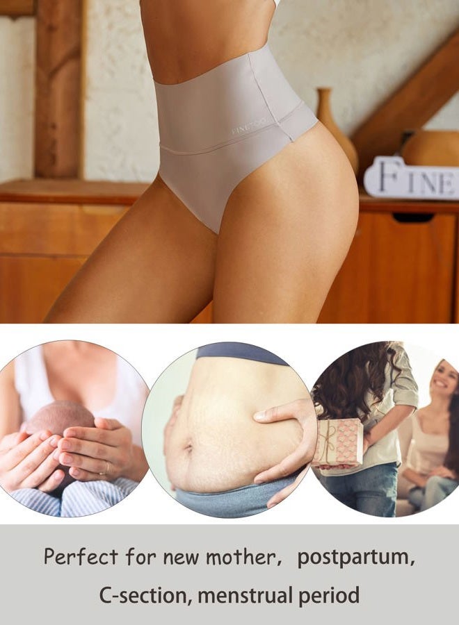 FINETOO FIENTOO Women's High Waist Thong Comfortable Nylon Soft Elastic Thong for Women High Waist, high waist 4a, M - Image 5
