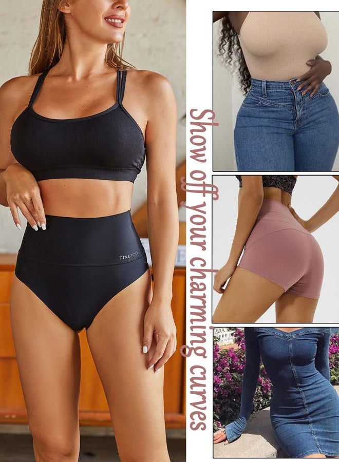 FINETOO FIENTOO Women's High Waist Thong Comfortable Nylon Soft Elastic Thong for Women High Waist, high waist 4a, M - Image 1