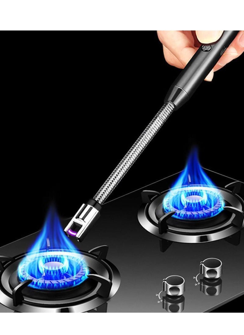 Yuwell Electric BBQ Lighter 360 Degree Windproof Flameless Flexible Neck Long USB Type-C Rechargeable Electric Candle Arc Lighter With LED Battery Display Black  - Image 5