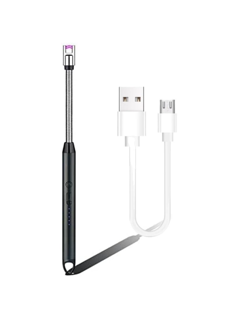 Yuwell Electric BBQ Lighter 360 Degree Windproof Flameless Flexible Neck Long USB Type-C Rechargeable Electric Candle Arc Lighter With LED Battery Display Black  - Image 1