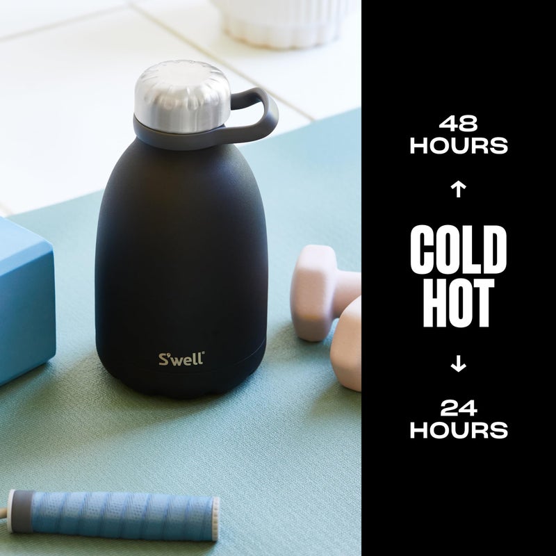 S'well زجاجة س'ويل المصنوعة من الفولاذ المقاوم للصدأ، 40 أونصة، أونيكس، حاويات معزولة ثلاثية الطبقات تحافظ على المشروبات باردة لمدة 48 ساعة وساخنة لمدة 16، خالية من BPA - Image 2