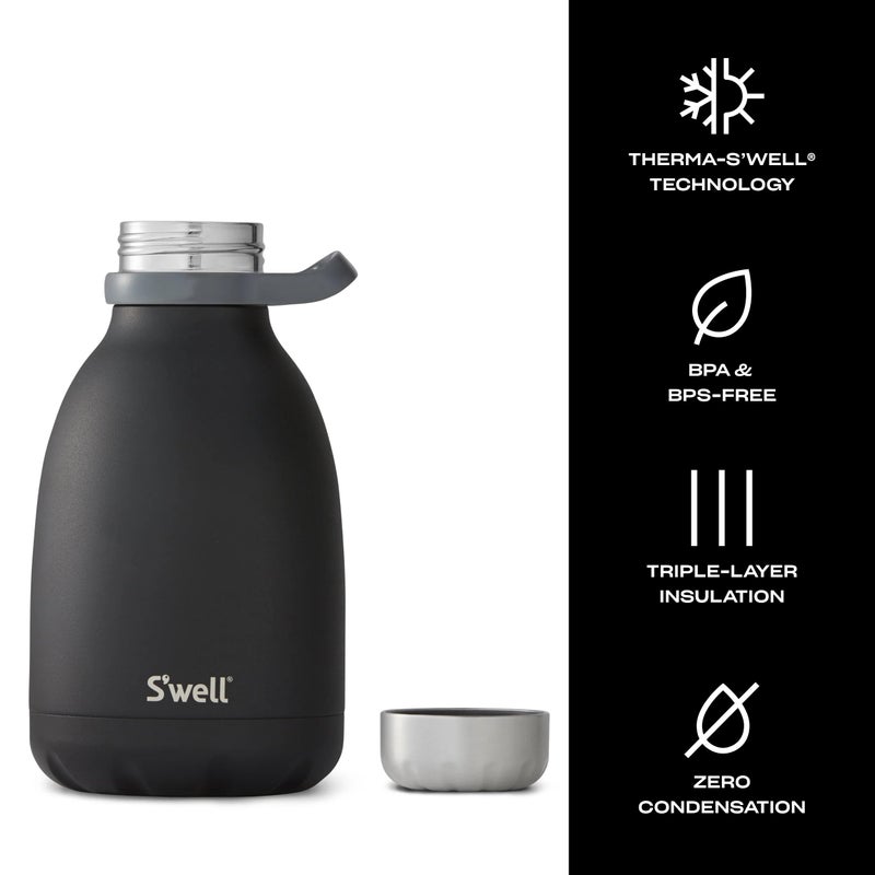 S'well زجاجة س'ويل المصنوعة من الفولاذ المقاوم للصدأ، 40 أونصة، أونيكس، حاويات معزولة ثلاثية الطبقات تحافظ على المشروبات باردة لمدة 48 ساعة وساخنة لمدة 16، خالية من BPA - Image 3